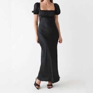 Rumored//Puff-Sleeve Square-Neck Maxi Dress